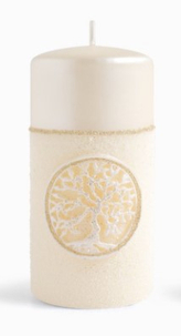 Świeca DRZEWKO SZCZĘŚCIA Walec mały parafinowa 7xh9cm kremowa