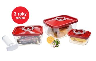 STATUS 4dílný set skleněných vakuových dóz 181023, červená