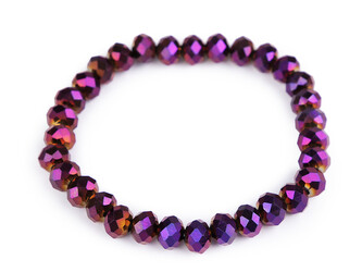 Náramek pružný z broušených korálků - 1 ks - 17 (41) fialová