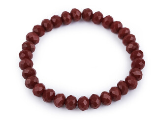 Náramek pružný z broušených korálků - 1 ks - 14 (36) bordó