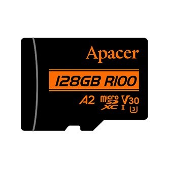 Apacer paměťová karta V30 A2, 128GB, micro SDXC, AP128GMCSX10U8-R, UHS-I U3 (Class 10), s adaptérem