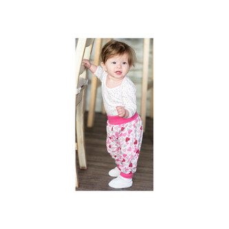 Dětské tepláky Srdce vel. 56 až 74; Barva: růžová srdce; Velikost: 56