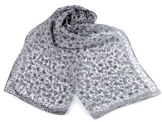 Letní šátek / šála 50x160 cm - 1 ks - 5 bílá šedá