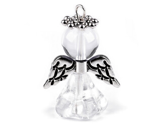 Anděl pro štěstí s minerálem, v krabičce v češtině, slovenštině a angličtině - 1 ks - 3 (Cz) křišťál