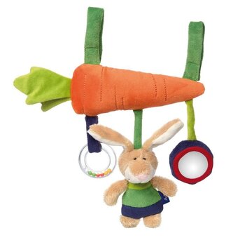 Mrkev se zajíčkem BLUE LINE BABY hračka na zavěšení na autosedačku (27 x 23 cm) sigikid