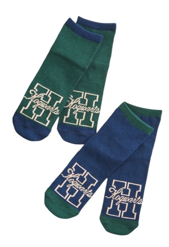 Ponožky dětské kotníkové, 2 ks Hogwarts zelené/modré, Harry Potter Velikost: 31/34