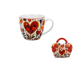 Kubek 460 ml w "koszyczku" KOLOROWE SERCA 4