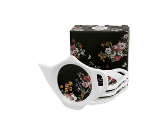 Zestaw 4 podstawek VINTAGE FLOWERS BLACK