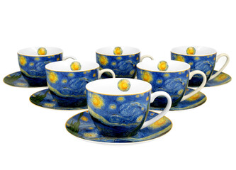 6 filiżanek ze spodkami STARRY NIGHT inspired by Van Gogh 6 filiżanek ze spodkami STARRY NIGHT inspired by Van Gogh