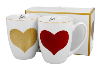 2 kubki classic CZERWONE I ZŁOTE SERCE