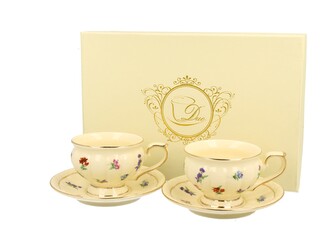 ECRU 2 filiżanki espresso ze spodkami ENGLAND ECRU 2 filiżanki espresso ze spodkami ENGLAND