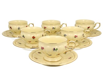 ECRU 6 filiżanek ze spodkami ENGLAND