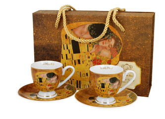 2 filiżanki espresso ze spodkami KISS CLASSIC inspired by KLIMT - Golden Line
