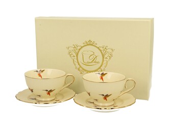 ECRU 2 filiżanki espresso ze spodkami KOLIBRY ECRU 2 filiżanki espresso ze spodkami KOLIBRY