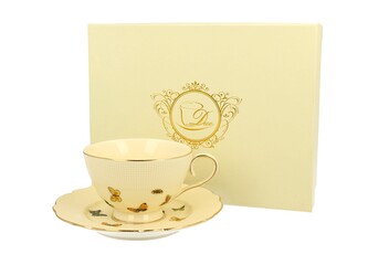 ECRU Filiżanka ze spodkiem MOTYLKI