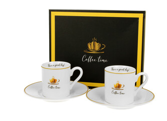 2 filiżanki espresso elegant ze spodkami COFFEE TIME 1 2 filiżanki espresso elegant ze spodkami COFFEE TIME 1