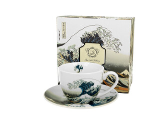 Filiżanka ze spodkiem THE GREAT WAVE inspired by K. Hokusai