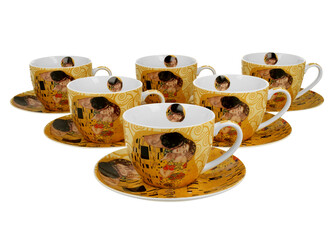6 filiżanek ze spodkami THE KISS ECRU inspired by Klimt