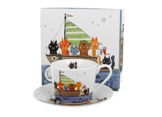 Filiżanka ze spodkiem elegant Koci Świat MARYNARZE