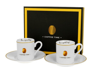 2 filiżanki espresso elegant ze spodkami COFFEE TIME 2