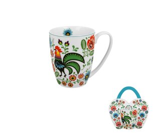 Kubek classic "w koszyczku" KOGUTY FOLK (sprzedaż w zestawach po 4 szt.)
