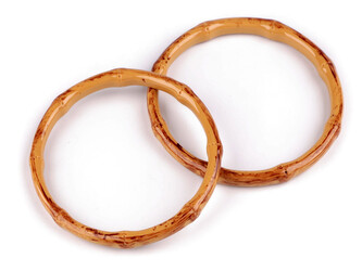 Plastová ucha na tašky imitace bambusu Ø15 cm - 1 ks - přírodní