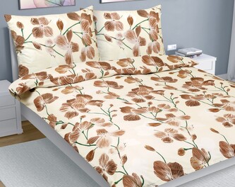 Povlečení bavlna na dvoudeku - Zahrada béžová - 240x200, 2ks 70x90 cm (240 cm šířka x 200 cm délka)