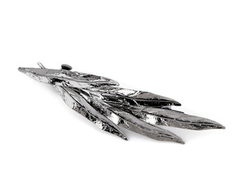 Francouzská spona do vlasů listy - 1 ks - 3 šedá ocelová