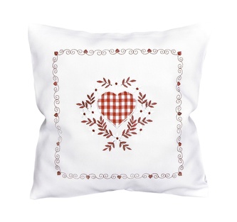 Návlek na polštář, Srdce a káro, bílý, 40 x 40 cm