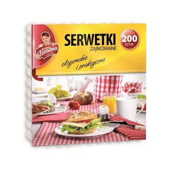 Serwetki 15x15cm ząbkowane białe 200szt., Stella