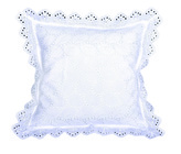 Návlek na polštář, Vyšívané listy a krajka, bílý, 40 x 40 cm