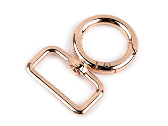 Kovová karabina s obrtlíkem průvlek 25 mm - 5 ks - 3 růžové zlato