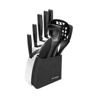 Sada kuchyňských nožů s mramorovým vzorem a kuchyňskými nástroji – 6 ks