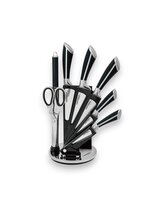 Sada kuchyňských nožů s černou soft-touch rukojetí a se stojanem – 8 ks