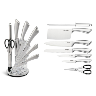Sada kuchyňských nožů z nerezové oceli a se stojanem – 8 ks