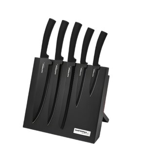 Sada kuchyňských nožů se stojanem – 6 ks, nerezová ocel s nepřilnavým povrchem, dřevěný blok