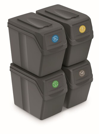 Sada košů na třídění odpadu HADAR 4x20L šedý kámen
