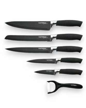 Sada kuchyňských nožů s nepřilnavým povrchem + stojan - 6 ks