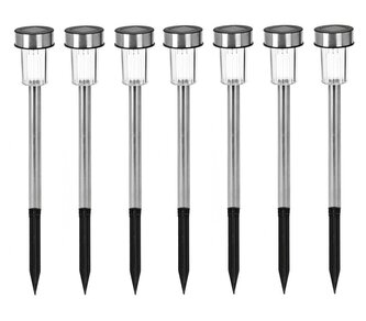 PROGARDEN Zahradní solární lampa se zápichem sada 7 ks nerez KO-DX9301020