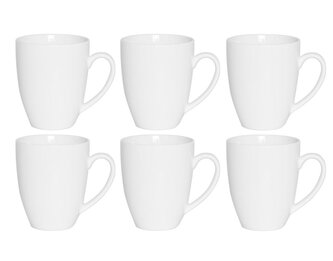 HIT Sada hrnků 6 ks porcelán 375 ml bílá HT-27020692