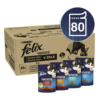 Kap.FELIX Multipack hovez/kure/tunak/treska v zele 80x85g Kap.FELIX Multipack hovez/kure/tunak/treska v zele 80x85g