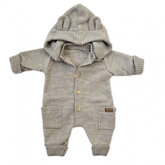 Dětský pletený overálek s odepínací kapucí - oříškový, 80/86; 80/86 (12-18m)