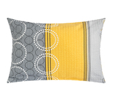 Povláček krepový - Kroužky šedá, žlutá - 50x70cm na zip ( pouze povlak )