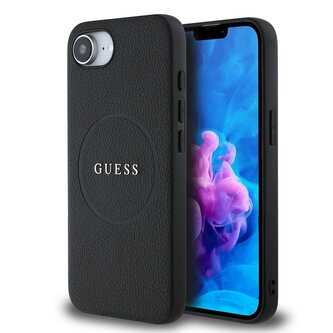 Guess PU Grained Classic Logo MagSafe Zadní Kryt pro iPhone SE4 Black