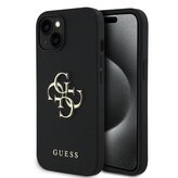Guess PU Grained 4G Metal Logo Zadní Kryt pro iPhone 15 Black