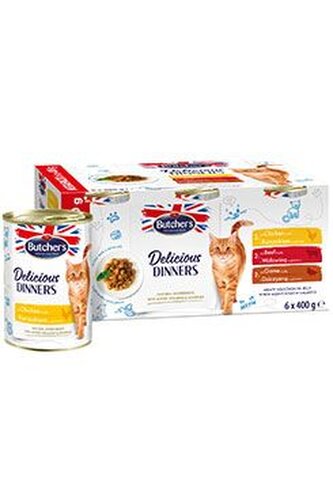Butcher's Cat Delic.Dinners kuř/hov/zvěř. konz.6x400g