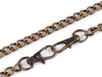 Řetízek na kabelky s karabinou délka 120 cm - 1 ks - 4 staromosaz