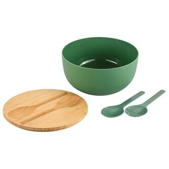 Mísa na ovoce a salát s příborem a bambusovým víkem, Ø 24 cm, zelená KESPER 58471