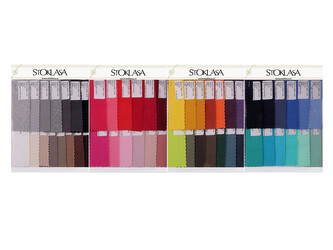 Vzorkovníky látek - minky, plátno, kočárkovina, teplákovina, velvet, tyl, šifon - 1 ks - 260635 viz foto náplet žebrovaný