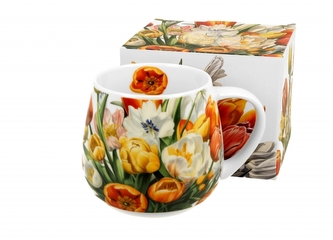 Porcelánový hrnek soudek - tulipány, 430 ml